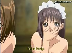 Anime lesbians threesome sex orgy