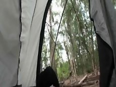 Cute couple camping sex and facial