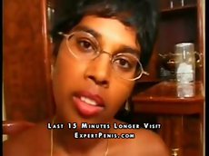 Horny black milf has cum shot all over her face..